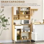 Mueble de cocina Tibeta homcom 3 puertas blanco/natural 180x93x40 cm 4