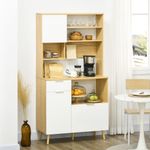 Mueble de cocina Tibeta homcom 3 puertas blanco/natural 180x93x40 cm 8