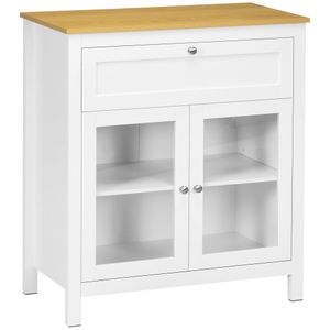 Aparador de cocina Solta Homcom 2 puertas + 1 cajón blanco/natural 90x80x40 cm