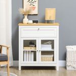 Aparador de cocina Solta Homcom 2 puertas + 1 cajon blanco/natural 90x80x40 cm 7
