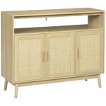 aparador de cocina san vicente homcom 3 puertas estilo cannage natural 97x120x40cm fondo blanco