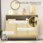 aparador de cocina san vicente homcom 3 puertas estilo cannage natural 97x120x40cm detalles