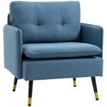 butaca aveiro homcom acolchada con reposabrazos azul 80x76x68 cm fondo blanco