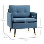 butaca aveiro homcom acolchada con reposabrazos azul 80x76x68 cm medidas