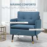 butaca aveiro homcom acolchada con reposabrazos azul 80x76x68 cm aniamda detalles