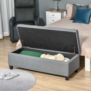 Banco de almacenamiento Homcom acolchado gris 41,5x125x49 cm