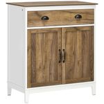 aparador tuvalu homcom 2 puertas blanco/madera 89,4x78,5x39 cm fondo blanco