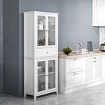 mueble de cocina deia homcom 4 puertas vidrio blanco 181,5x74x35,5 cm animada