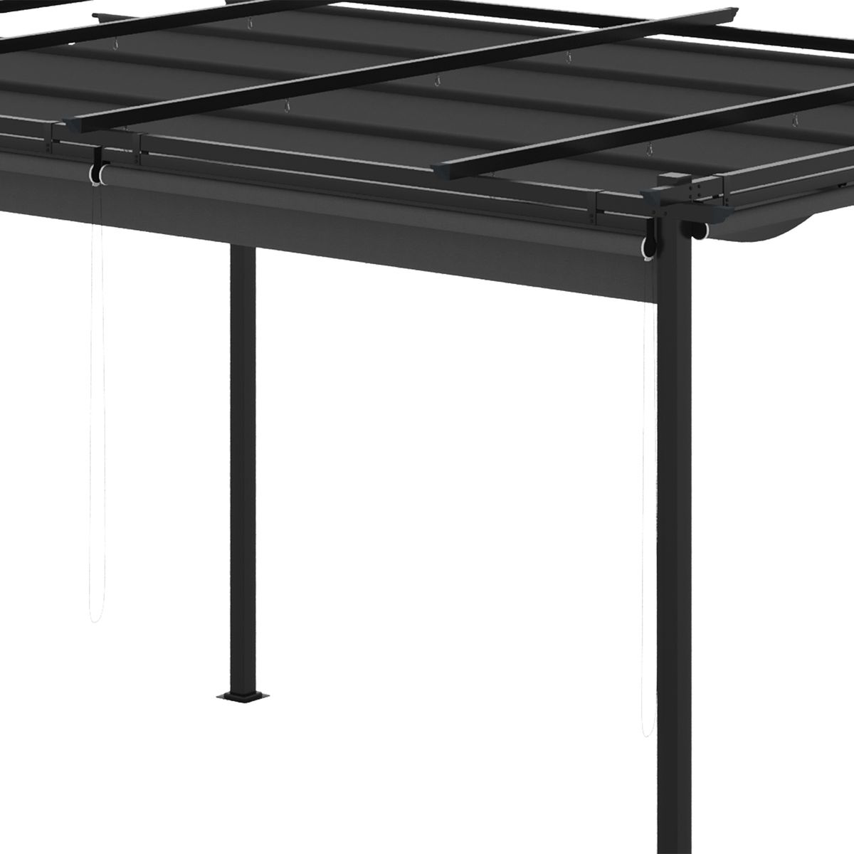 Pérgola de jardín Outsunny techo retráctil 4 cortinas enrollables gris oscuro 4x3m 8