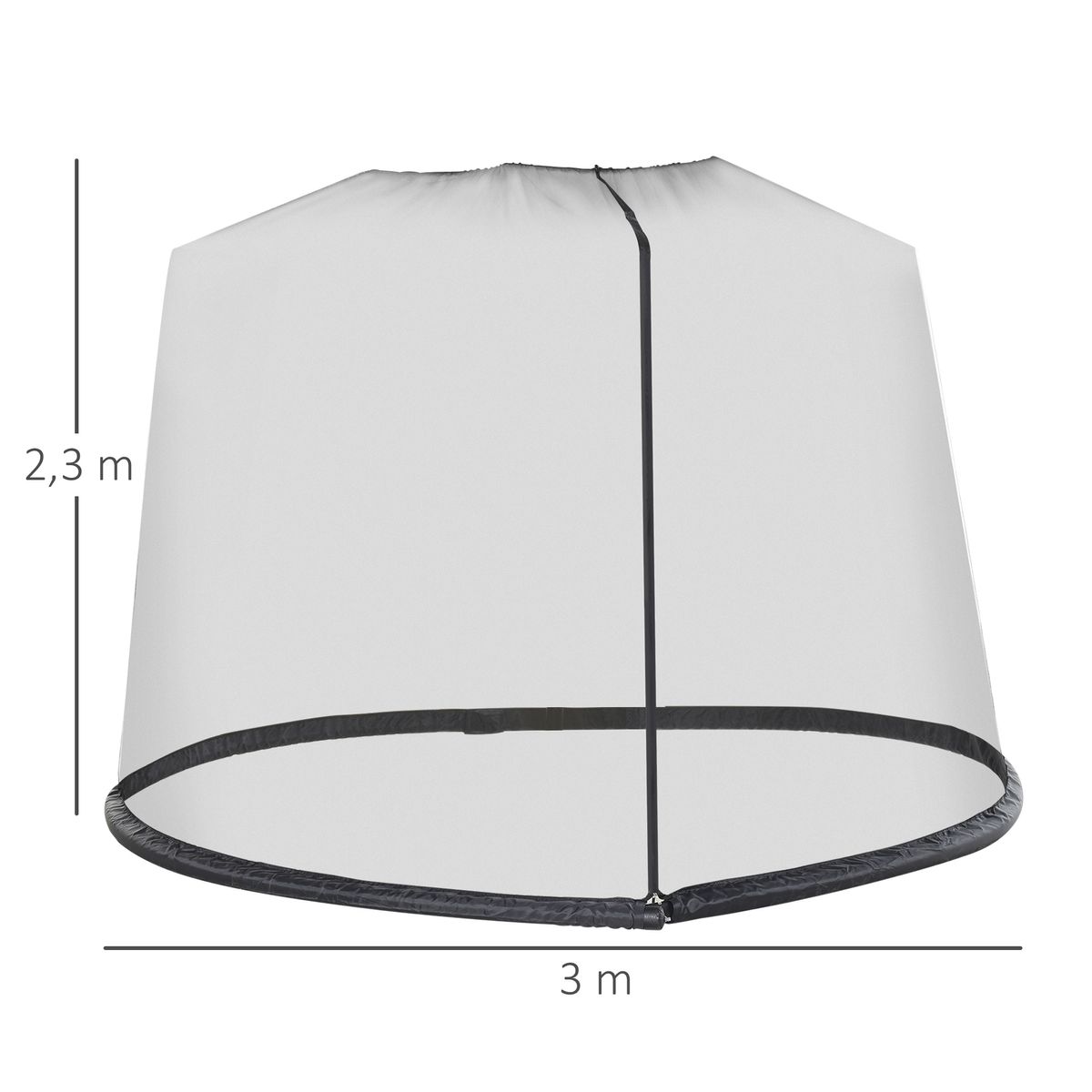 Mosquitera para sombrillas Outsunny con cremallera negro Ø3m 3