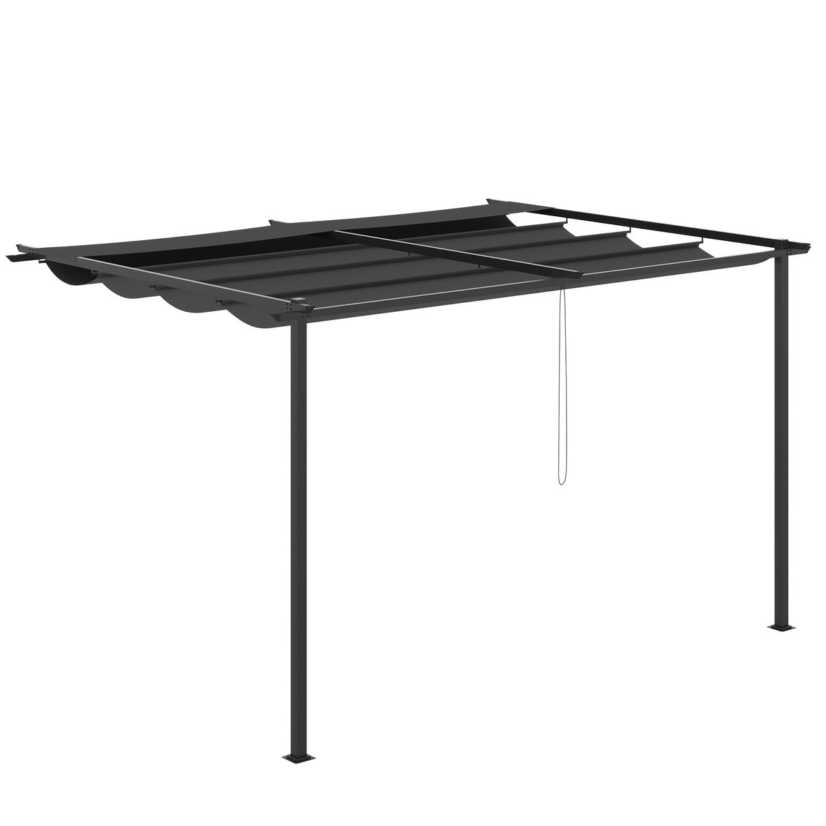 pérgola de jardín outsunny techo retractil gris oscuro 220x390x290 cm fondo blanco