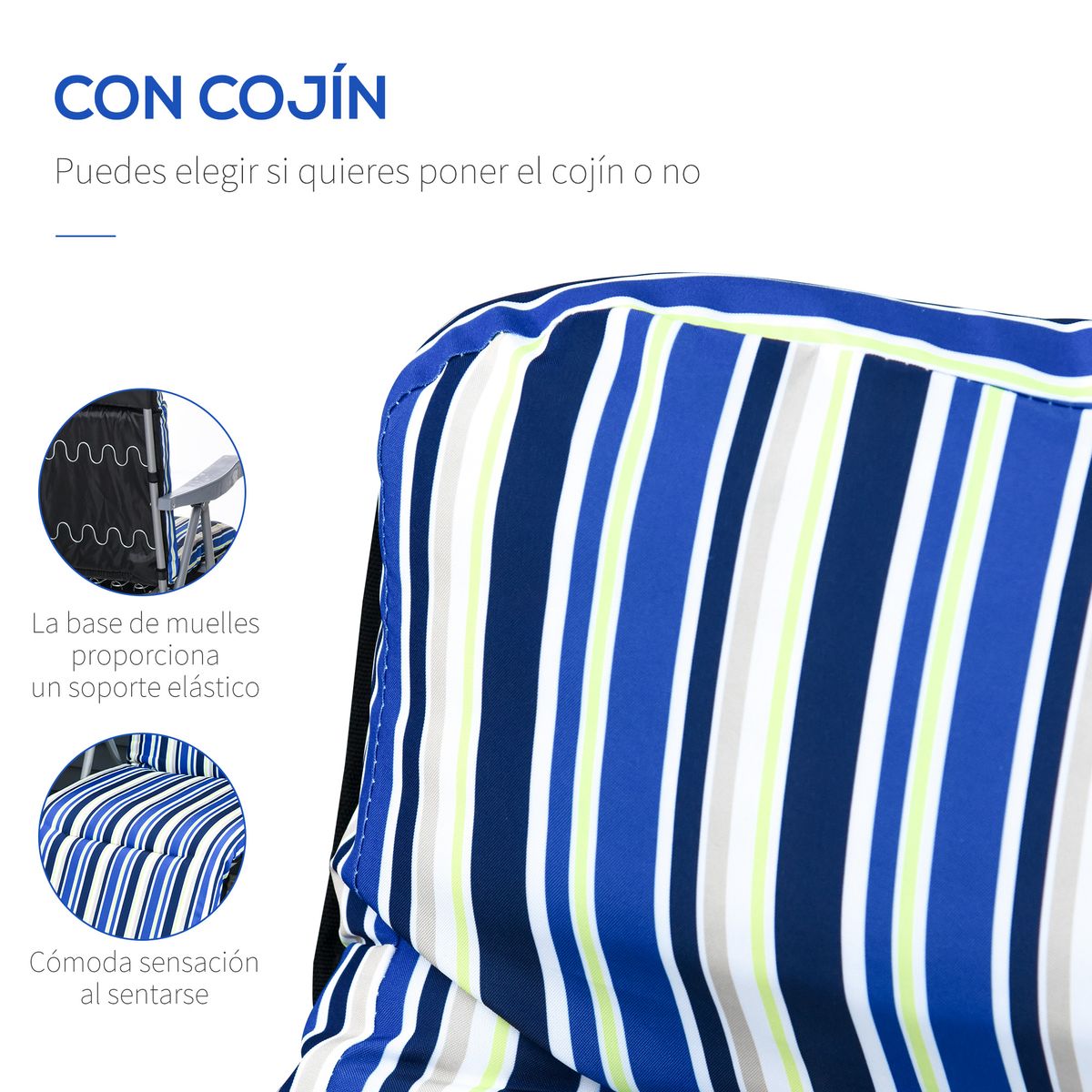 Pack de 2 tumbonas de jardín Outsunny acolchadas azul 4