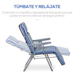 Pack de 2 tumbonas de jardín Outsunny acolchadas azul 6