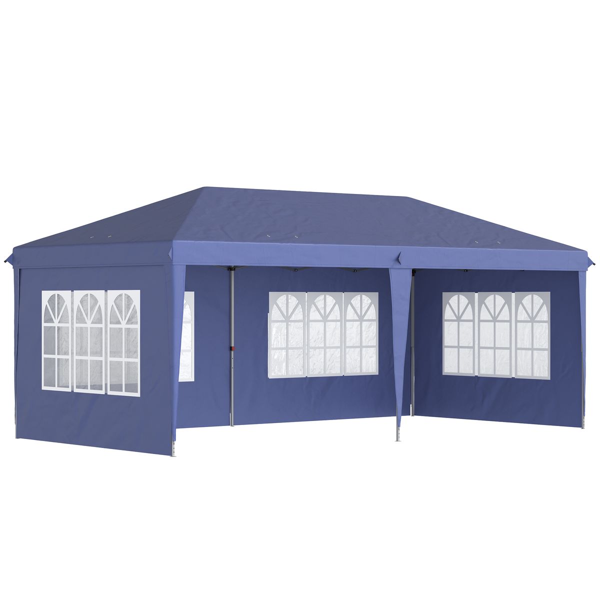 carpa de jardín outsunny plegable 4 ventanas azul 2,70x5,85x2,95 m fondo blanco