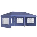 carpa de jardín outsunny plegable 4 ventanas azul 2,70x5,85x2,95 m fondo blanco