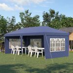 carpa de jardín outsunny plegable 4 ventanas azul 2,70x5,85x2,95 m animada