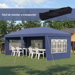 carpa de jardín outsunny plegable 4 ventanas azul 2,70x5,85x2,95 m animada detalles
