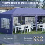 carpa de jardín outsunny plegable 4 ventanas azul 2,70x5,85x2,95 m animada detalle