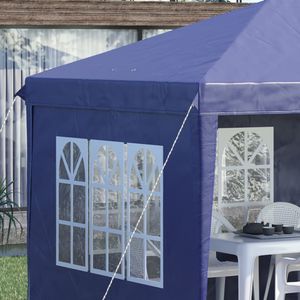 Carpa de jardín Outsunny plegable 4 ventanas azul 2,70x5,85x2,95 m