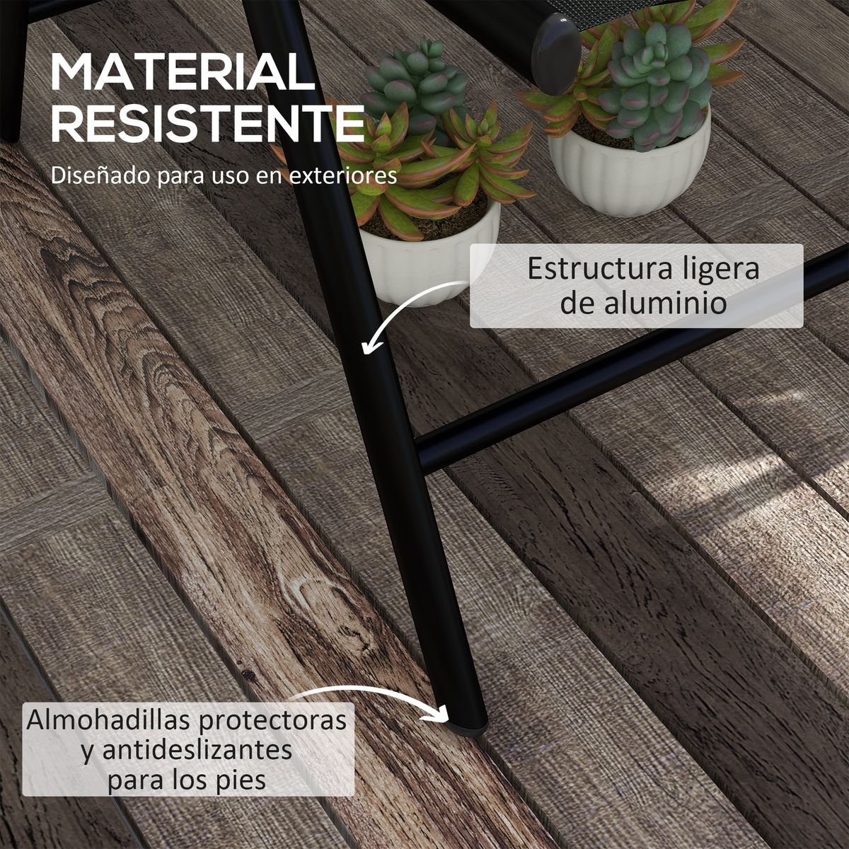 Pack de 2 sillas de camping Outsunny plegables con reposacabezas negro 5