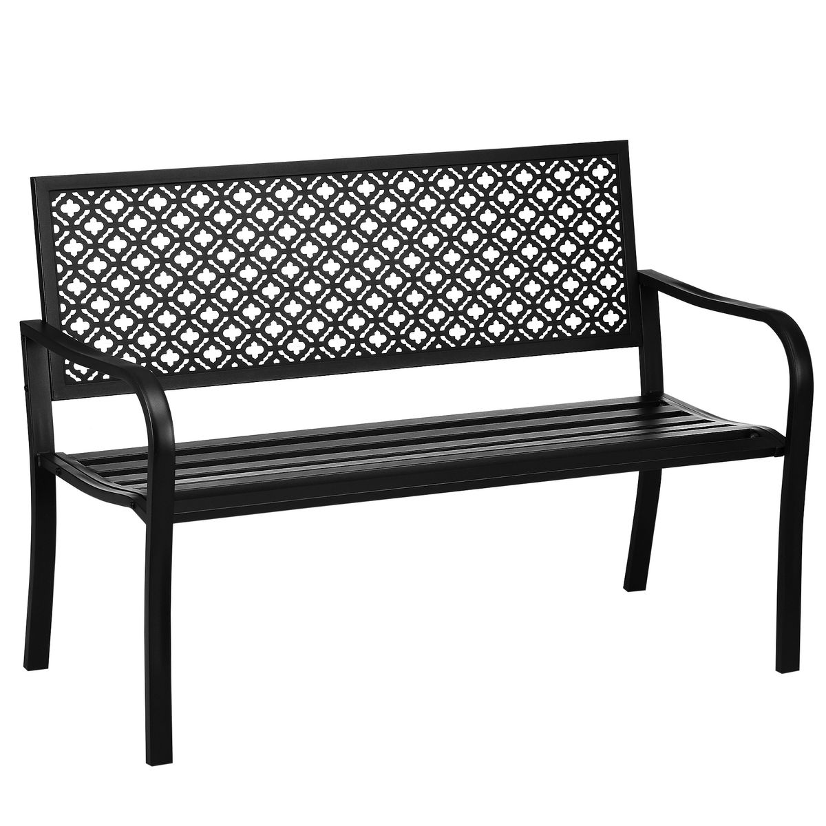 banco de jardín outsunny 2 plazas negro 83x127x63 cm fondo blanco