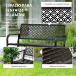 banco de jardín outsunny 2 plazas negro 83x127x63 cm detalles
