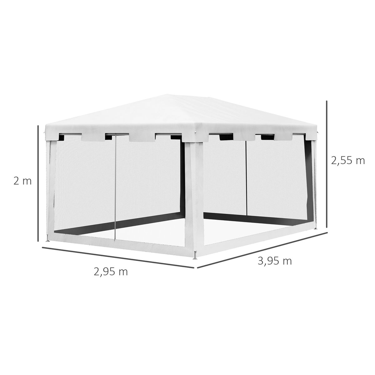 Cenador exterior Outsunny 2 puertas blanco/negro 4x3m 3
