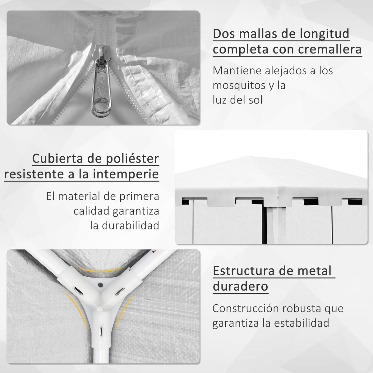 Cenador exterior Outsunny 2 puertas blanco/negro 4x3m 5