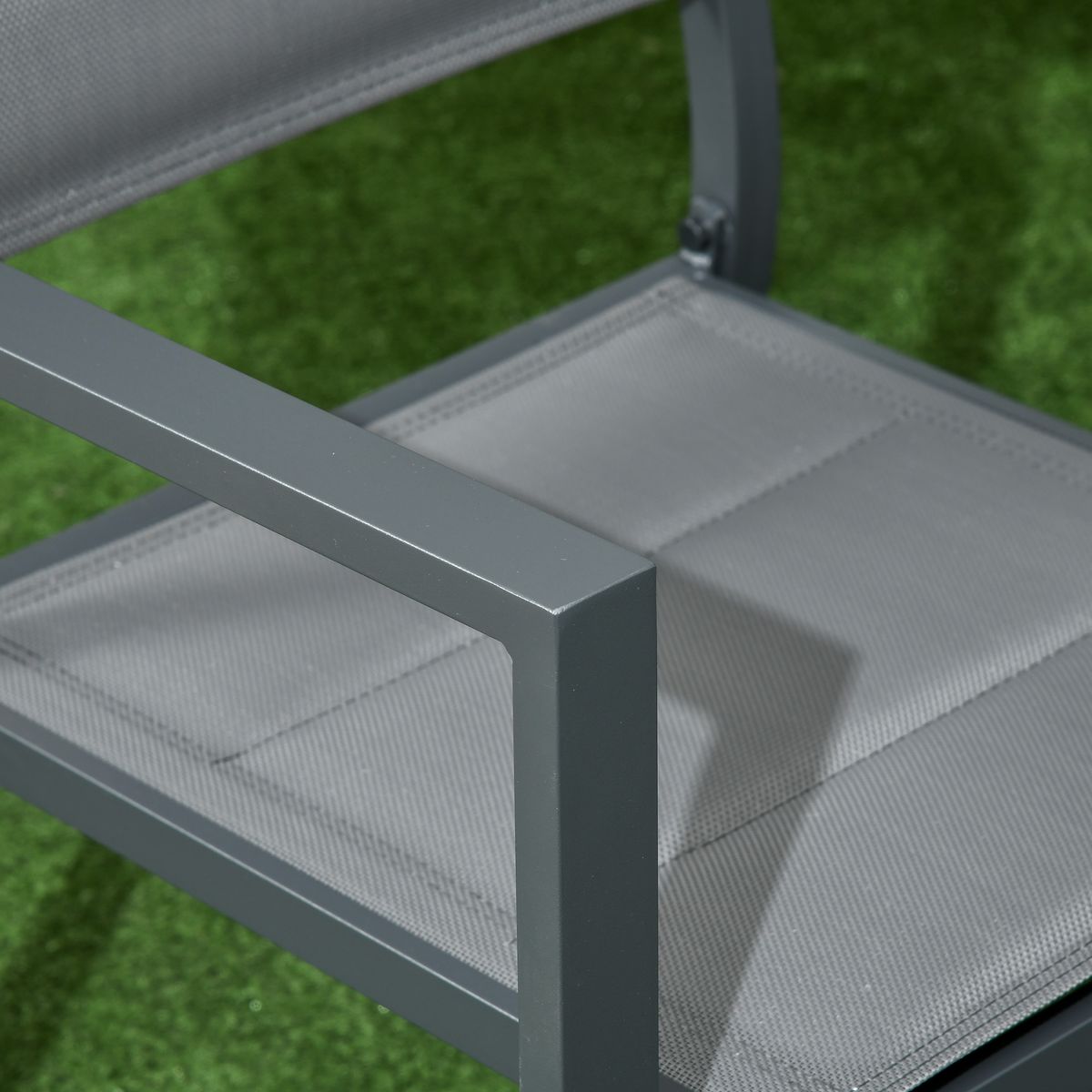 Conjunto de jardín Outsunny 1 mesa extensible + 6 sillas gris 74x90-180x89 cm