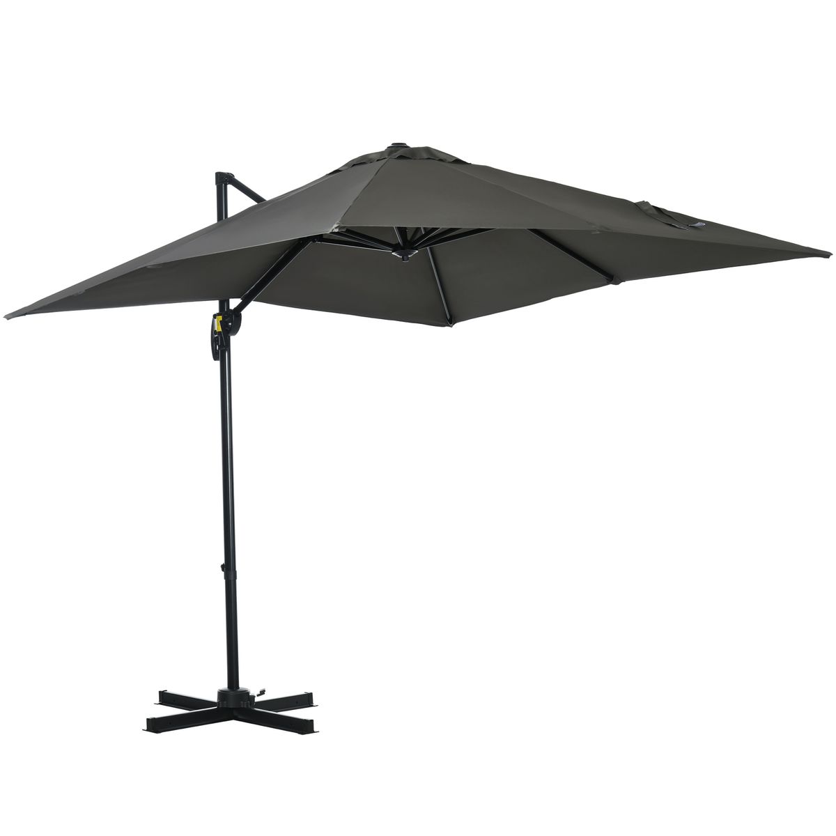 sobrilla de jardín outsunny con manivela y poste giratorio gris 2,45x2,45x2,45 m fondo blanco