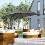 sobrilla de jardín outsunny con manivela y poste giratorio gris 2,45x2,45x2,45 m animada