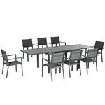 Conjunto de jardín Outsunny 1 mesa extensible + 8 sillas apilables gris 2
