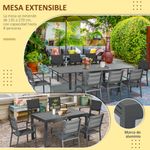 Conjunto de jardín Outsunny 1 mesa extensible + 8 sillas apilables gris 5