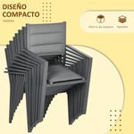 Conjunto de jardín Outsunny 1 mesa extensible + 8 sillas apilables gris 6
