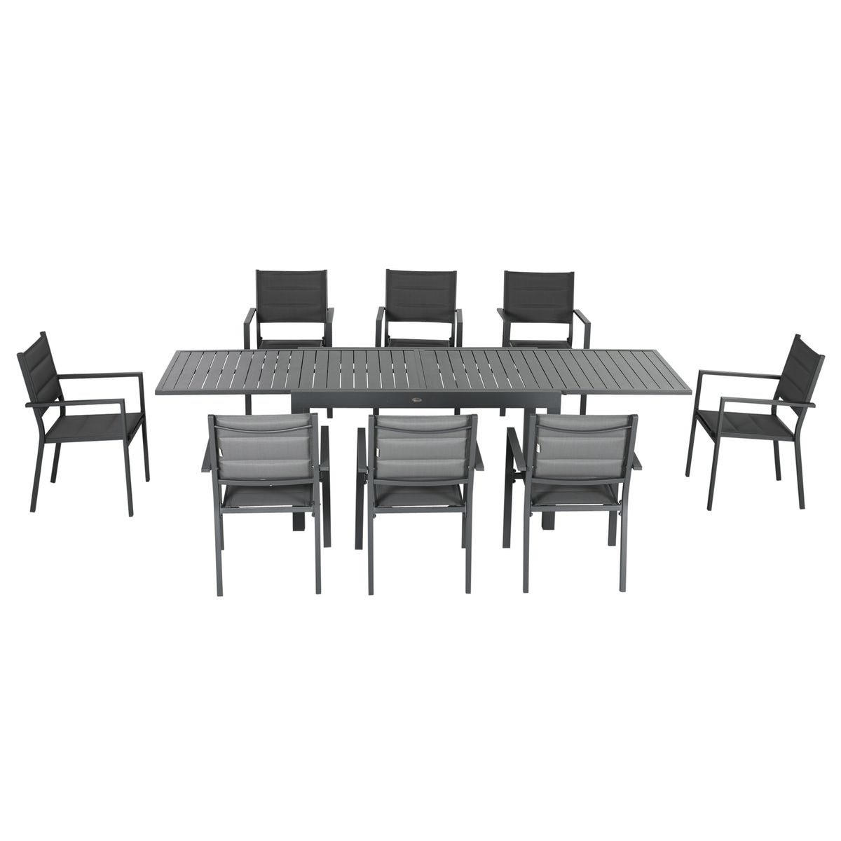 Conjunto de jardín Outsunny 1 mesa extensible + 8 sillas apilables gris 9