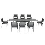 Conjunto de jardín Outsunny 1 mesa extensible + 8 sillas apilables gris 9
