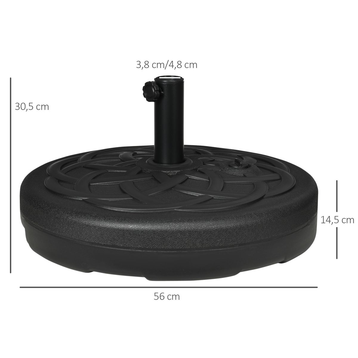 pie de sombrilla outsunny rellenable para postes de ø38/48 mm medidas
