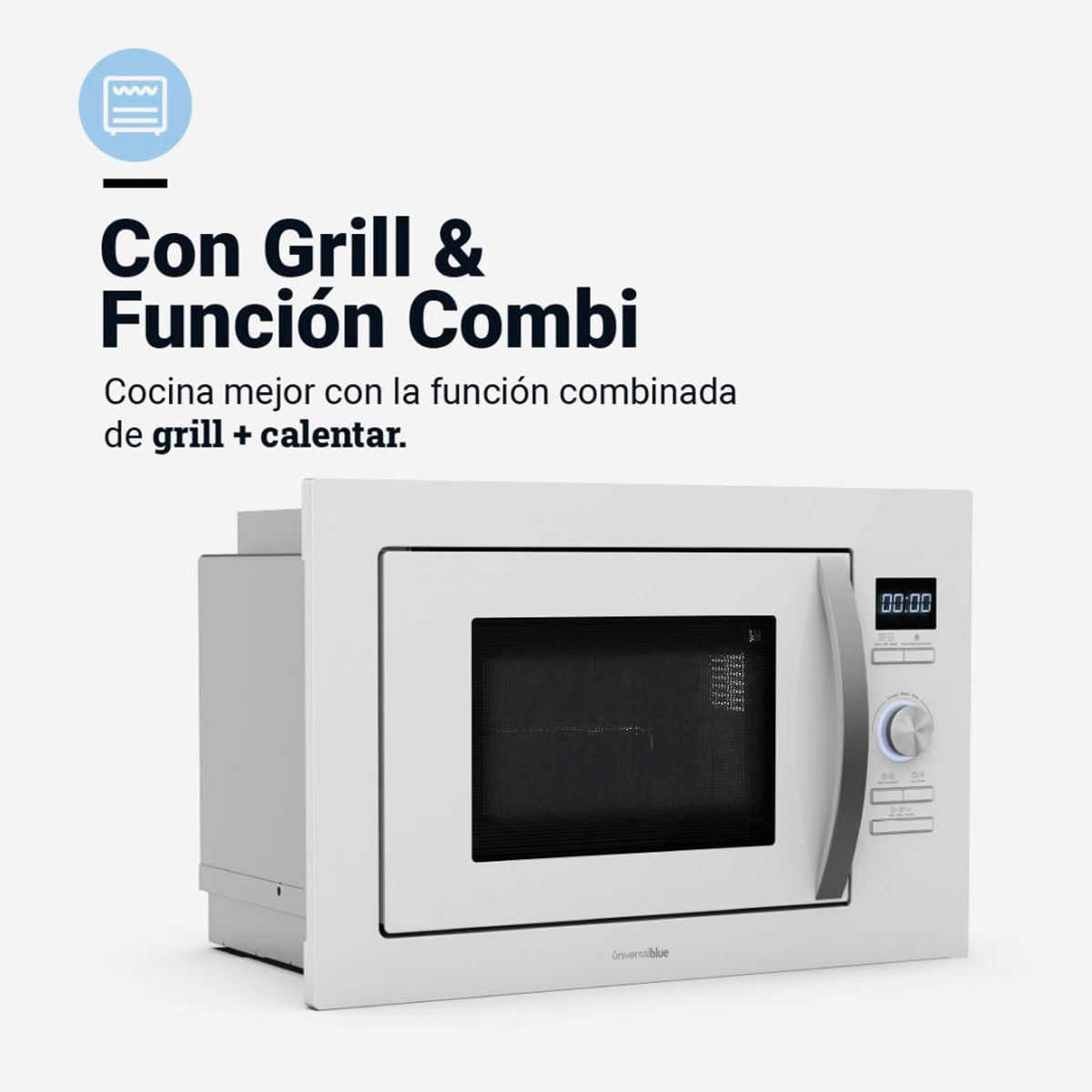Microondas encastrable Speedybake Plus 6125W Universal Blue 700W función grill blanco funciones