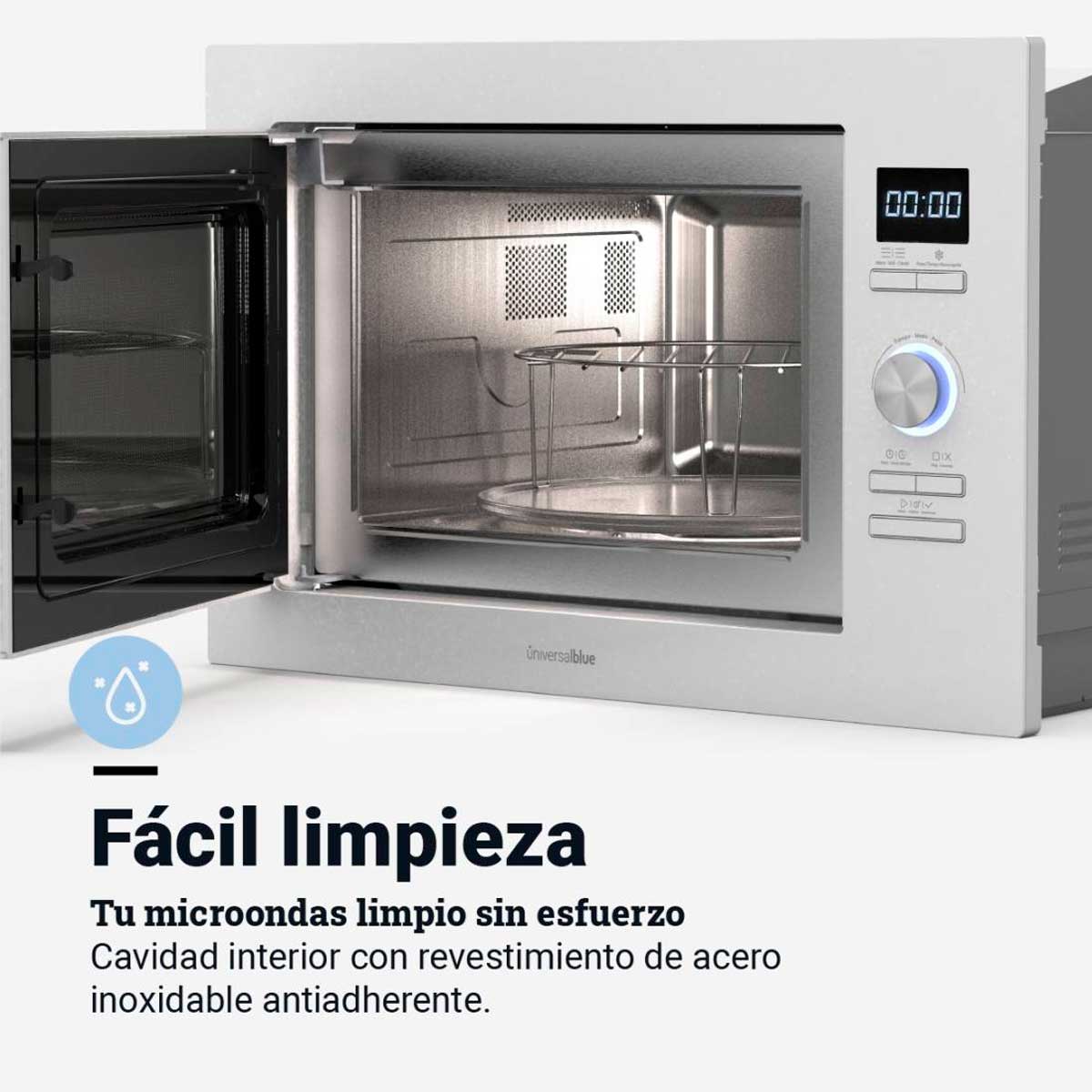 Microondas encastrable Speedybake Plus 6125W Universal Blue 700W función grill blanco limpieza