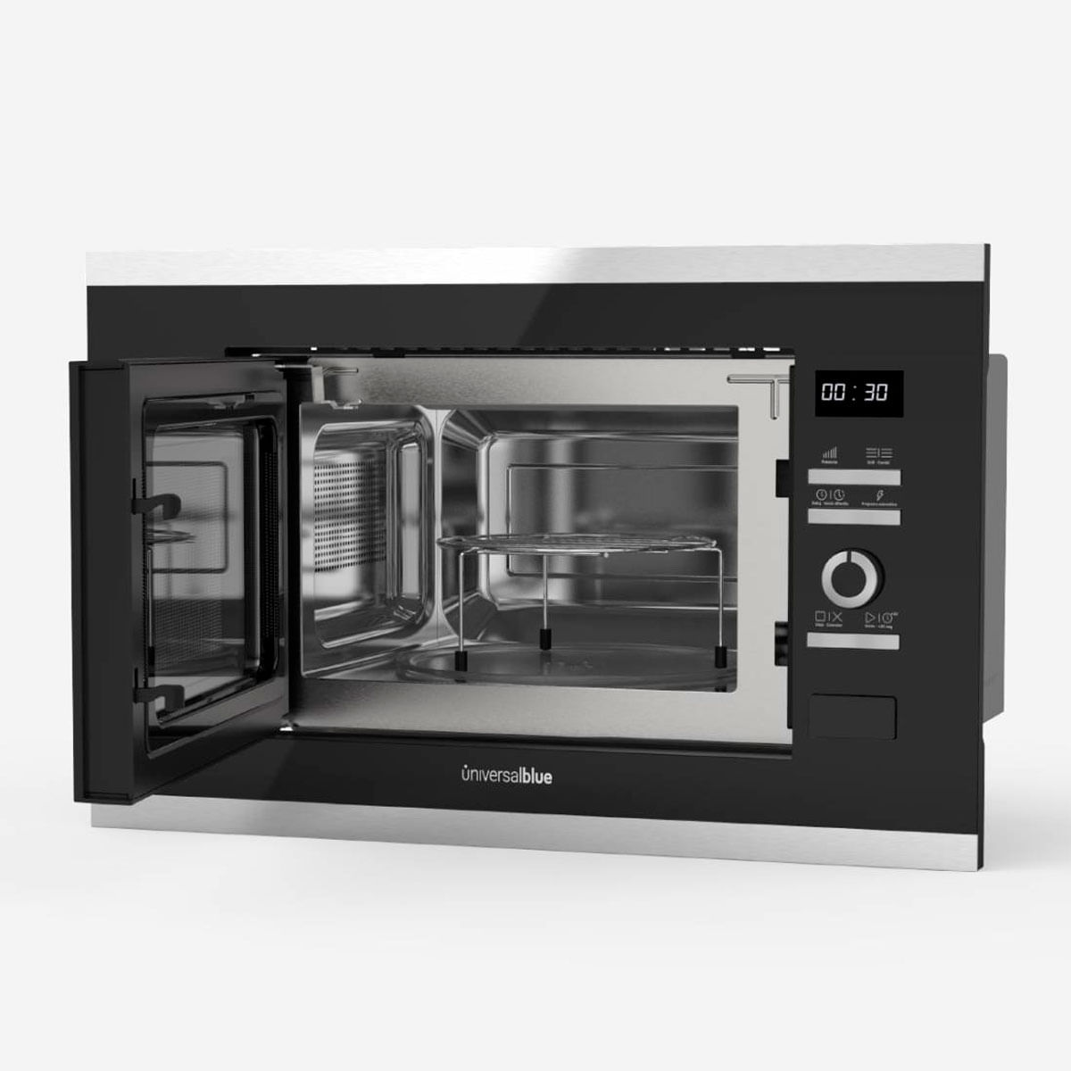 Microondas encastrable Speedybake Plus 6120 Universal Blue 700W función grill negro detalle interior