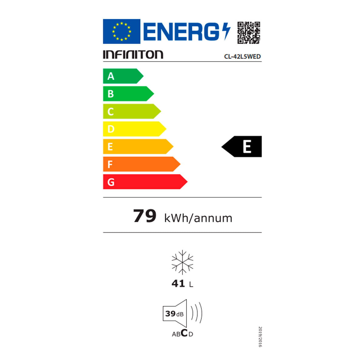 Frigorífico Infiniton CL-42L5WED cíclico 41L 1 puerta E negro 51,5 cm  etiqueta eficiencia energetica