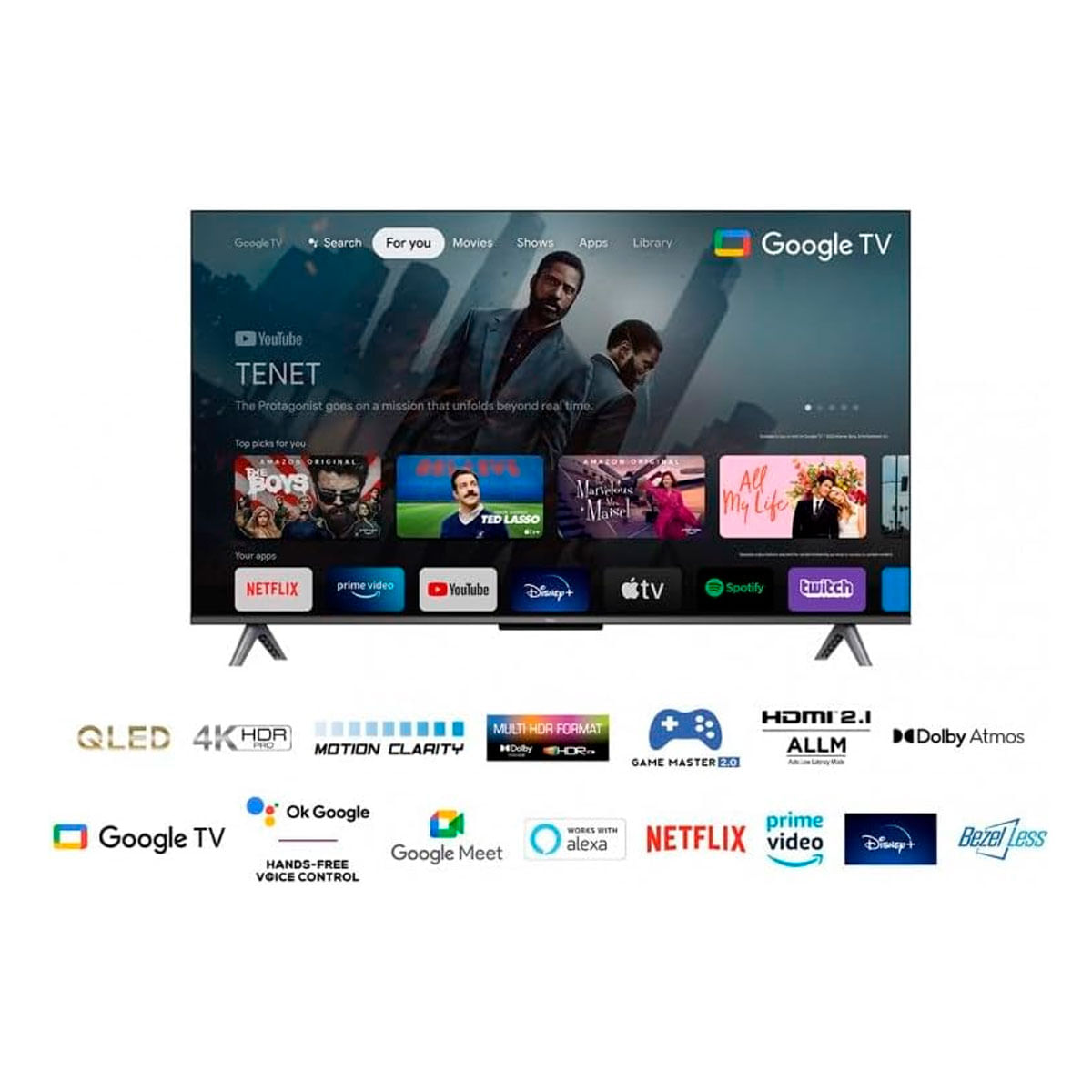 Televisor Smart TV TCL C64 Series 43’’ QLED 4K UHD Google TV G negro 4