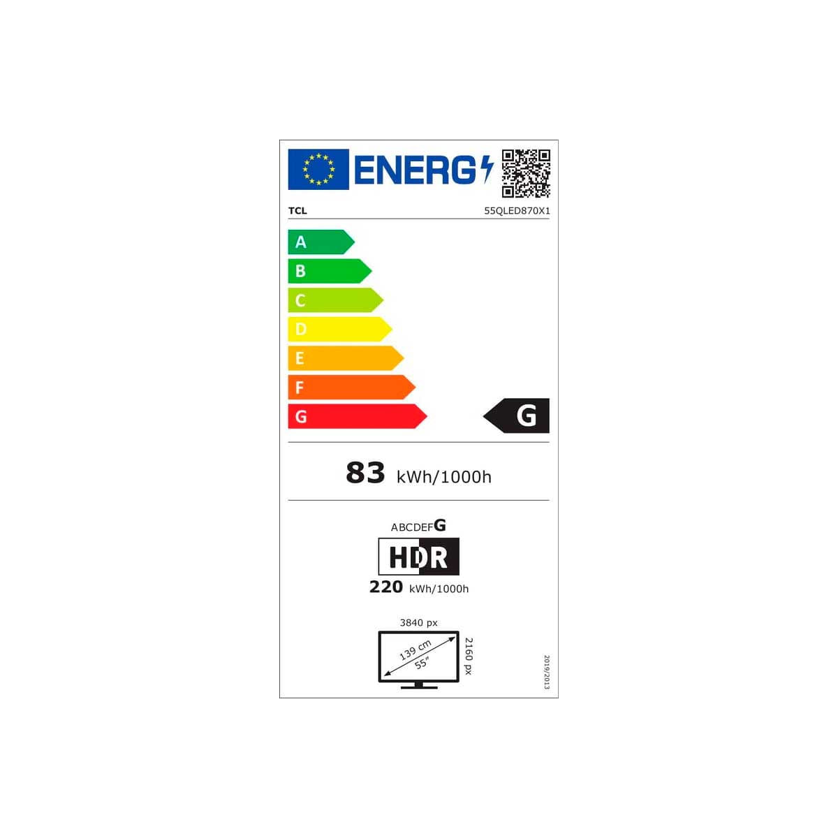 Televisor Smart TV TCL C75 Series 55’’ QLED 4K UHD Google TV G negro eficiencia-energetica