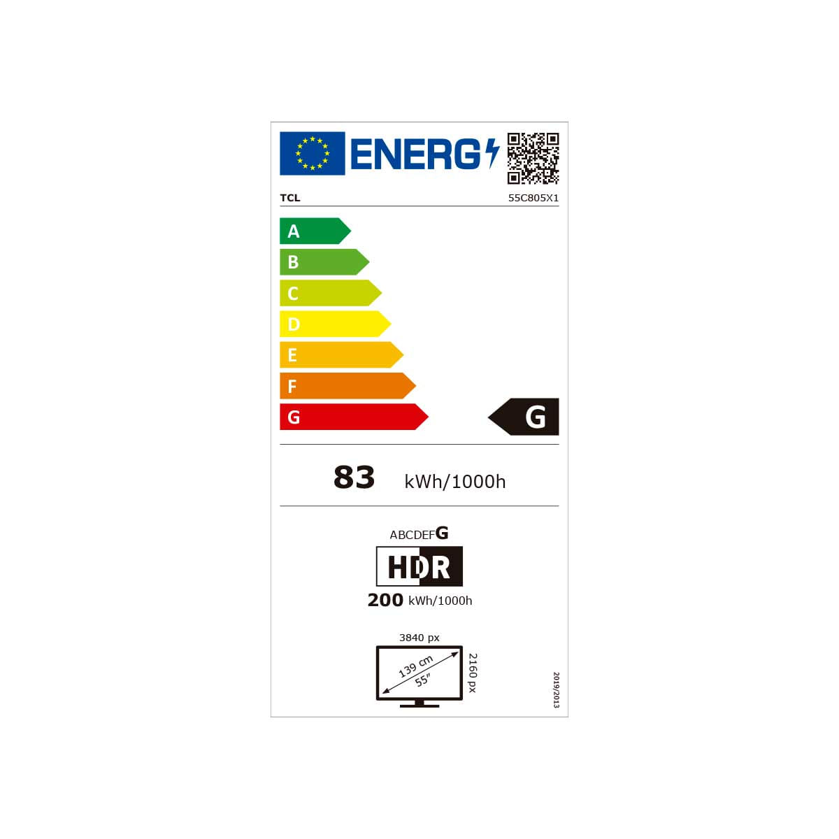 Televisor Smart TV TCL Mini LED C80 Series 55’’ QLED 4K UHD Google TV G negro eficiencia-energetica