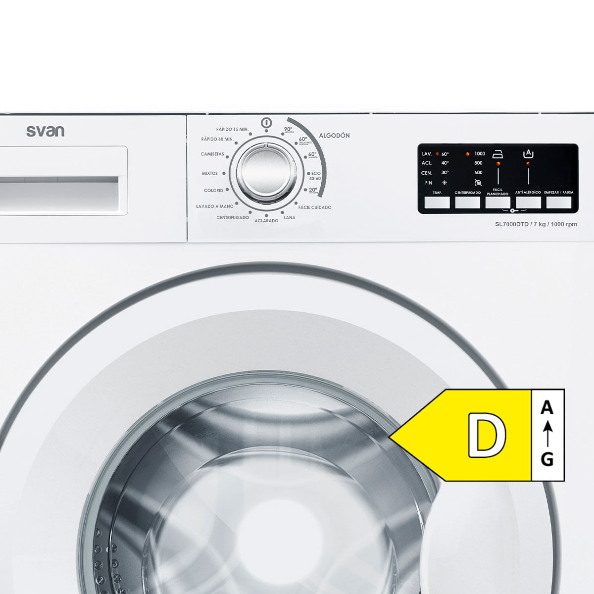 Lavadora Svan SL7000DTD 7kg 1000 rpm 15 programas D blanco 84,3 cm 2