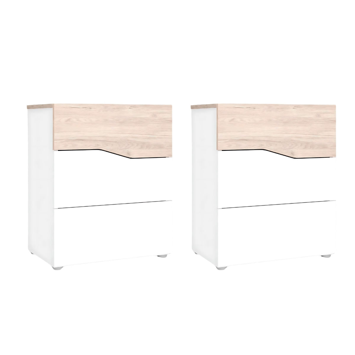 Pack de 2 mesitas de noche Cannes 3 cajones blanco/natural