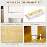 Cómoda Moala Homcom 6 cajones blanco/natural 83x120x30 cm detalle pata