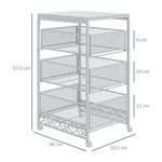 Carrito multiusos Vic Homcom 3 niveles con ruedas blanco 57,5x34x29,5 cm medidas