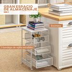 Carrito multiusos Vic Homcom 3 niveles con ruedas blanco 57,5x34x29,5 cm aniamada web