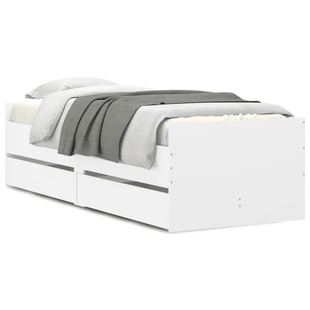 estructura de cama vita 2 cajones + panel trasero blanco 100x200 cm fondo blanco